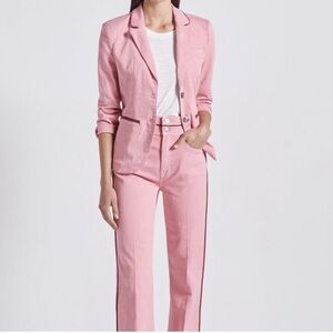 Current / Elliott Sea Pink The Denim Taxi Line Notched Collar 2 Button Blazer 3